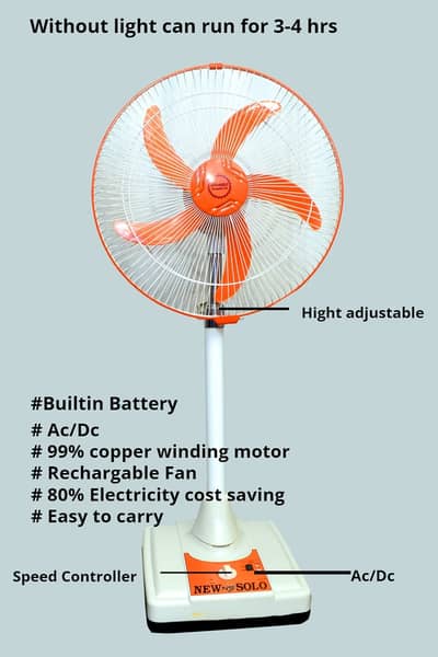 12 Volt Charging Fan Rechargeable Fans AC DC Fan