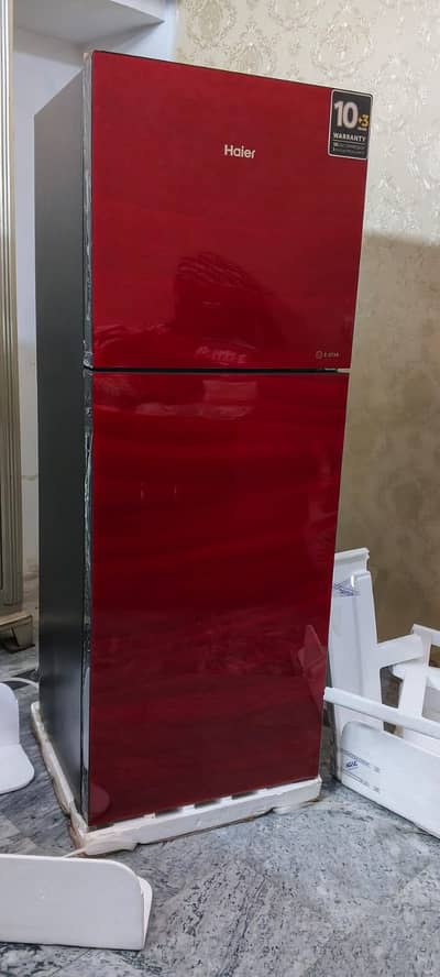 Haier Double Door Fridge HRF-276 EPR – Red Glass Door