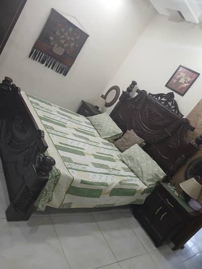 bed and side table