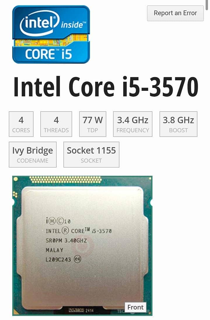 Intel core i5 3rd generation processor only. Gaming edition. 2