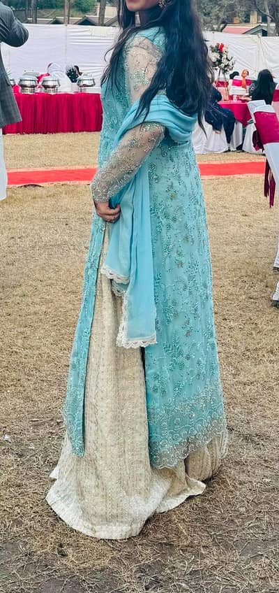 Ice blue & Gold lehenga set
