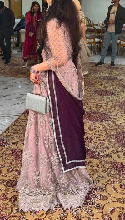 Lavender lehenga choli with dark purple dupatta