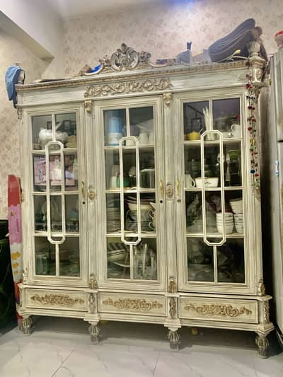 White decopaint solid wood Chinoiti crockery showcase