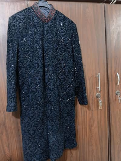 black sherwani diff size