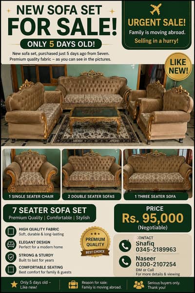 New seven seater sofa set