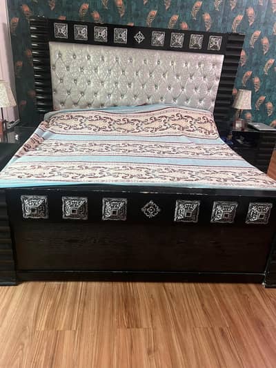 Bed, Side Tables and a Mirror