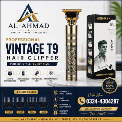 Vintage T9 Professional Hair Trimmer For Men | Zero Gap Beard Trimmer
