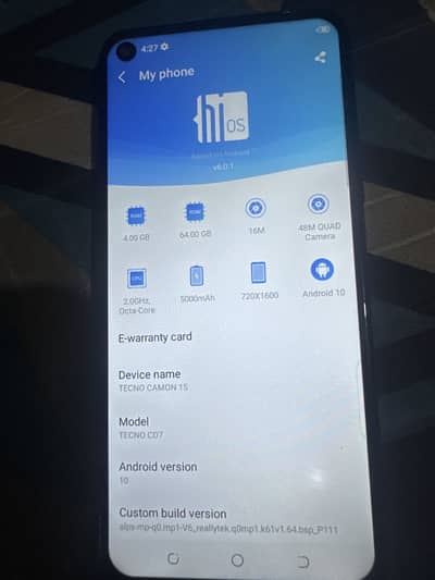 Tecno camon 15, 4/64