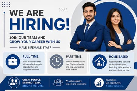 We are hiring staff male and female
