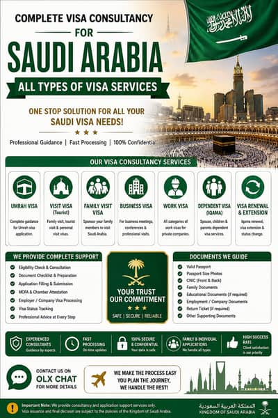 Saudi Arabia Visa Services | Visit | Family | Business | Work | Umrah