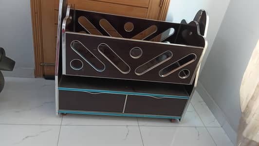 Wooden baby cot with swing & Large storage_baby cradle bed with wheels