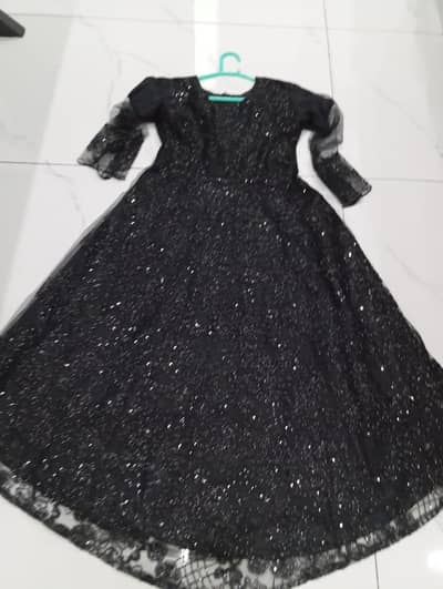 net embroidered frock with sequence
