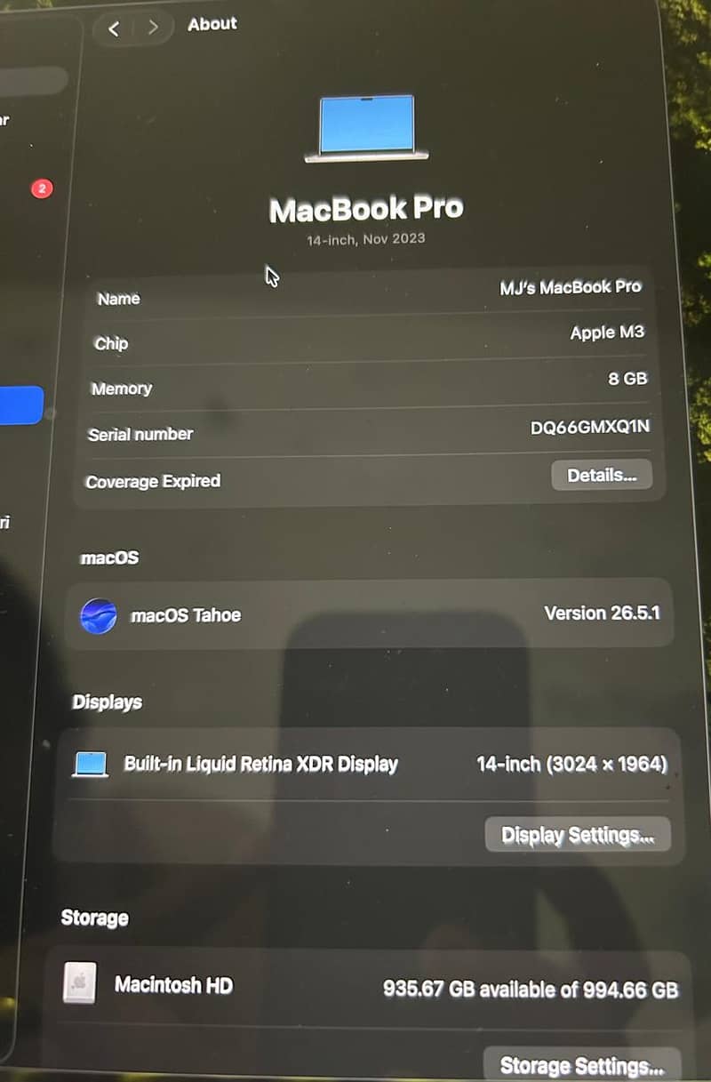 Macbook pro M3 12