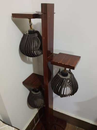 3 shelf wooden floor lamp