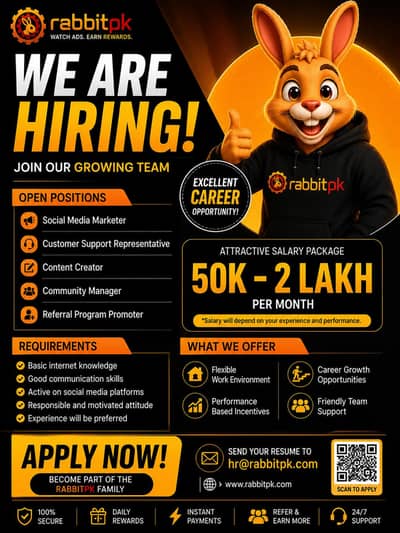 Hiring Social Media Staff | Salary 50,000 to200,000 PKR