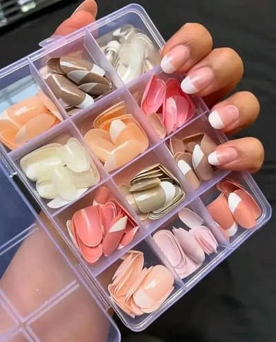 144 Pcs French Tip Nude Nails - Premium Quality - Free Delivery 