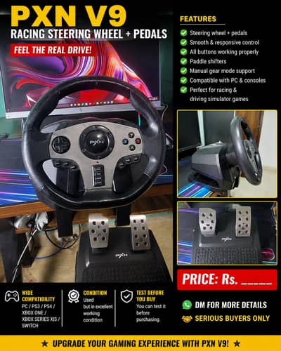  STEAL DEAL – PXN V9 Racing Steering Wheel + pedals