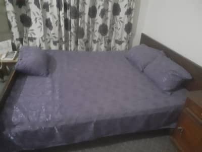 bed with side table pure wood best quality used