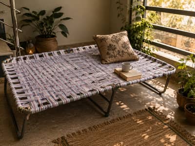 2 Folding Charpai Beds | Steel Frame | Portable & Strong