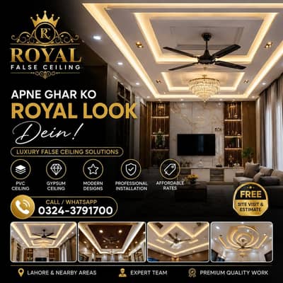 Royal False ceiling| PVC ceiling| Gypsum ceiling| ceiling design