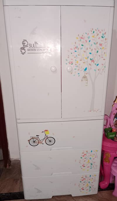 artistic conception two door with three drawers storage cabinet