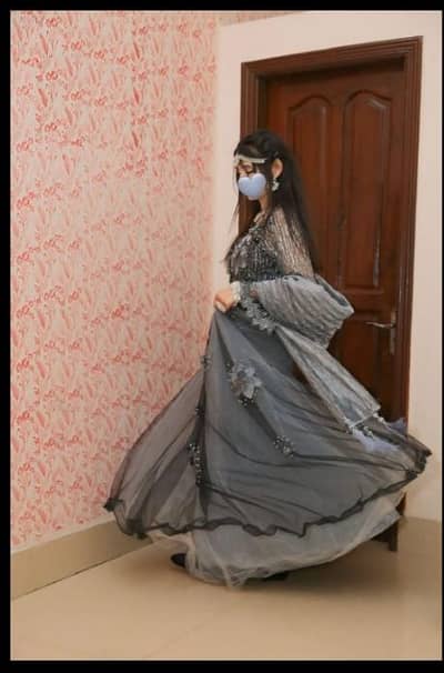 Elegant Grey Party Wear Maxi – Excellent Condition – Rs. 7,000