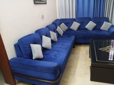 Royal blue velvet L shape