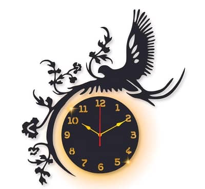 Laminated Wall Clock with Eagle Design and Backlight