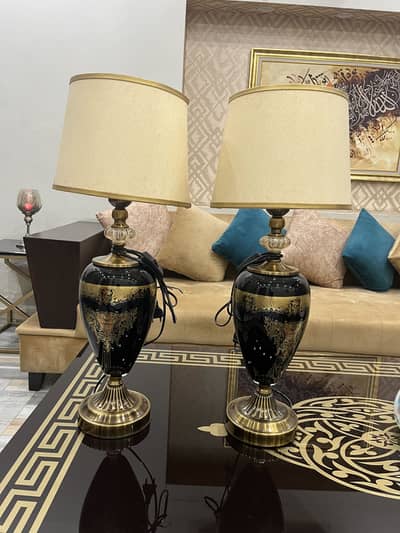 Luxury Table Lamps – Pair (Black & Gold)