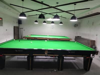 2 snooker table 6/12 with all setup light hood +lights 8 sticks