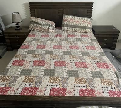Wooden double bed with dressing table