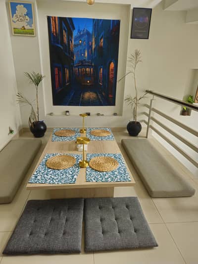 Korean style 6 seater floor dining table
