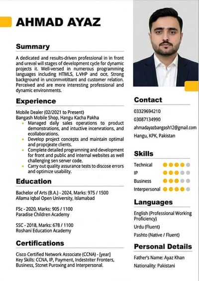 I need job peshawar and Islamabad