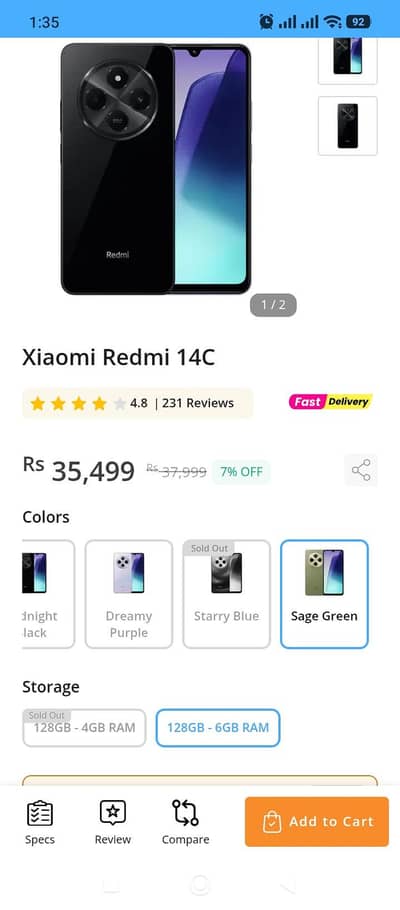 red mi 14 c 6 gb 128 gb complete box no open repir exchange vivo s1