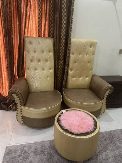 Coffee chairs and 1 glass top table