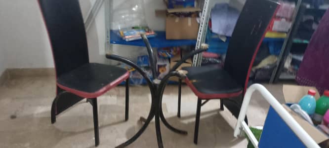 Dining chairs with table frame