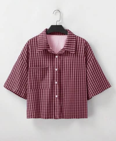 Shein check cropped shirt