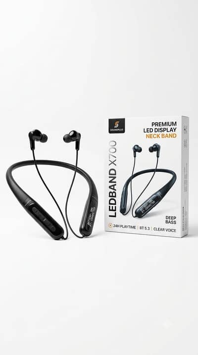 LED Display Neck Band – Wireless Bluetooth – Long Battery
