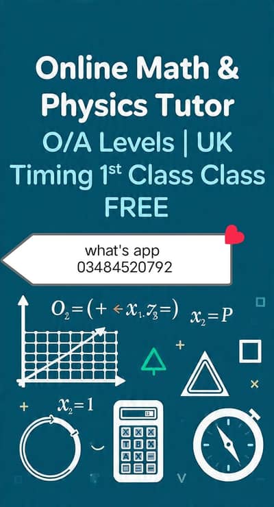 Math+ Physics tutor Grade 6-12 | Board+O/ A level | Trial free