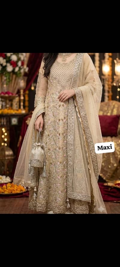 Premium Heavy Embroidered Bridal/Wedding Maxi with Dupatta & Pouch