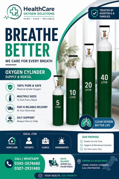Medical Oxygen Cylinder Supply & Rental  Home Delivery Karachi