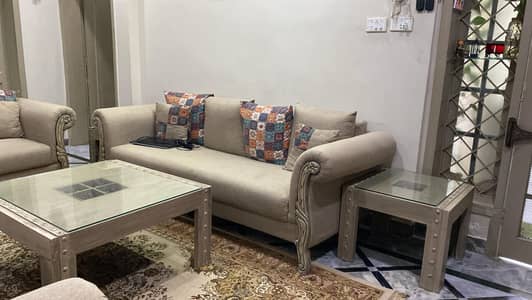 7 seater sofa with 2 side and 1 center table for sale.