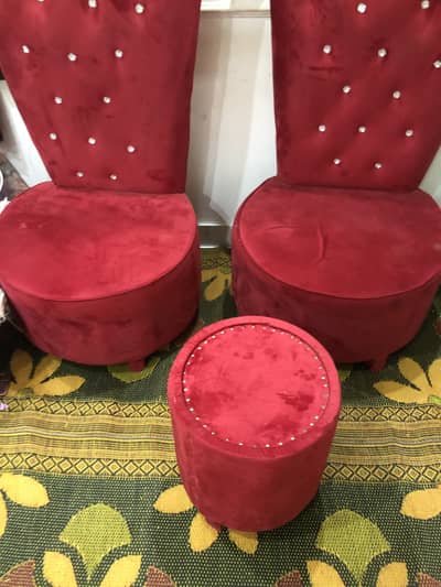 Red velvet high-back chair sets