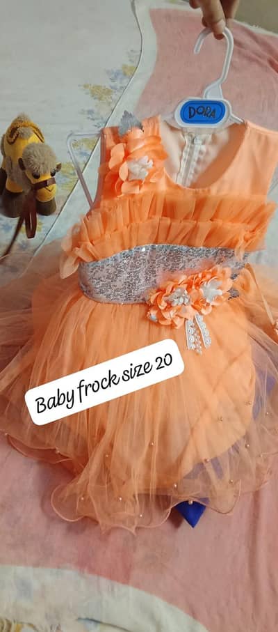 peach baby net frock for sale