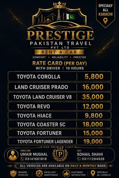 Best Rent a Car in Karachi with affordable price a driver
