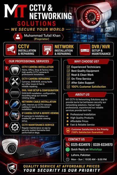 CCTV Camera Installation & Repairing | Home, Office & Shop | Lahore