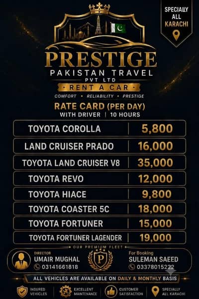 Best Rent a Car in Karachi with affordable price and a driver