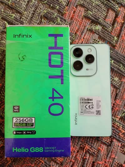 Infinix Hot 40 16GB/256GB PTA Approved | Helio g88 | box charger 10/10