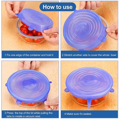 6 Pcs silicone lid bowls