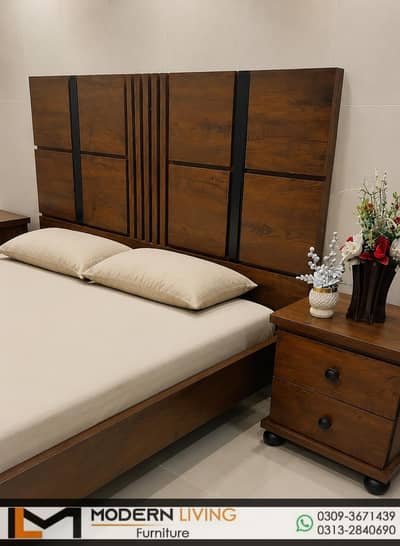 King size bed with 2 side tables best quality